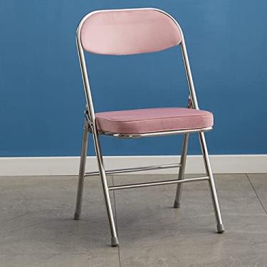 Imagem de NEWCES Cadeira dobrável estofada cadeira dobrável cinto de metal encosto confortável assento de jantar acolchoado para casa quarto comercial cadeira de evento de estudo forte e resistente (cor: a)