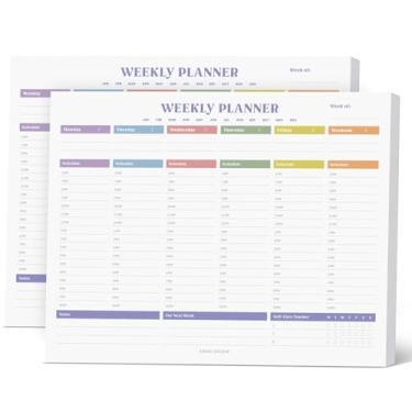 Imagem de Bloco de notas planejador semanal, bloco removível de 21,6 x 28 cm – 70 folhas sem data, organizador de deck de agenda diária com prioridades, lista de tarefas e lista de verificação para escola