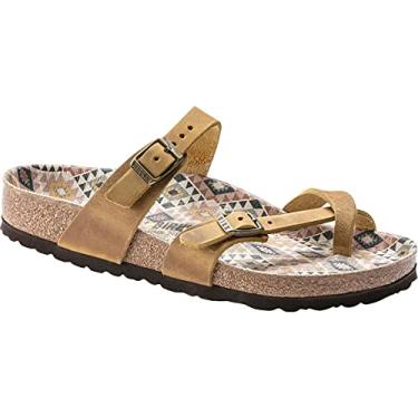 Imagem de Birkenstock Palmilha macia unissex Arizona c qui couro oleado, Couro oleado ocre, 10-10.5 Women/8-8.5 Men