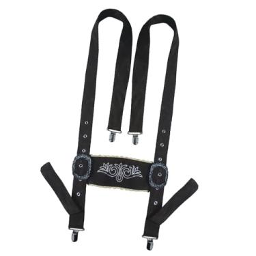 Imagem de UGPLM Suspensórios tradicionais masculinos da Baviera, marrom escuro, bordados para festivais