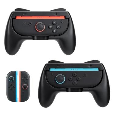 Imagem de DLseego Pacote com 2 capas de mão para Joycon Switch 2, controle ergonômico resistente ao desgaste para modelo Joycon, controle de jogo com pegas, capa para joystick móvel - preta