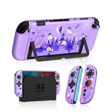 Imagem de Gurgita Dockable Case for Nintendo Switch 2 - Cute Cool Cartoon Design Soft TPU Grip Cover for Joy-Con Purple Eyes PC for Switch 2 Protective Case 2025 for Boys Teens Girls