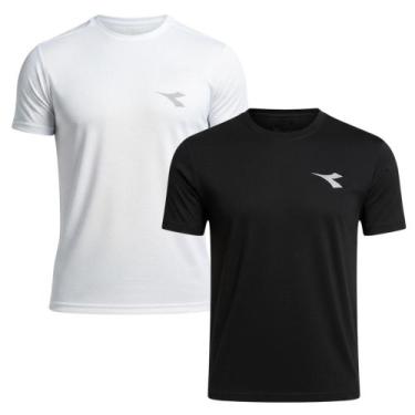 Imagem de Kit 2 Camisetas Diadora Small Logo Masculina - Branco e Preto GG, Bran