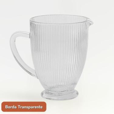 Imagem de Jarra de Vidro Graffiato Prisma 1L Borda Dourada ou Transparente Mesa 