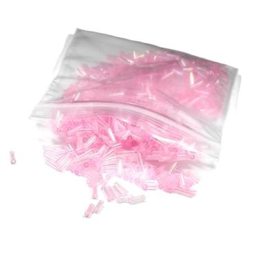 Imagem de 50 gramas de 1200 contas de sementes de tubo de vidro econômicas de 6 mm de comprimento para joias, mosaicos e outros artesanatos (arco-íris rosa rosa)