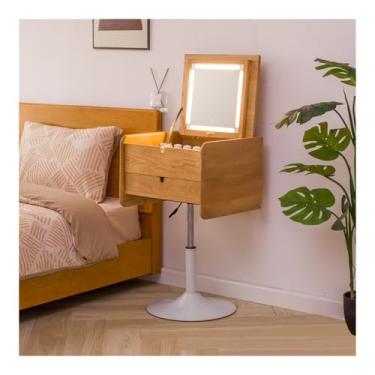Imagem de Escrivaninha de penteadeira Penteadeira de madeira pequena com gaveta, penteadeira moderna, elevável para maquiagem, para quarto
