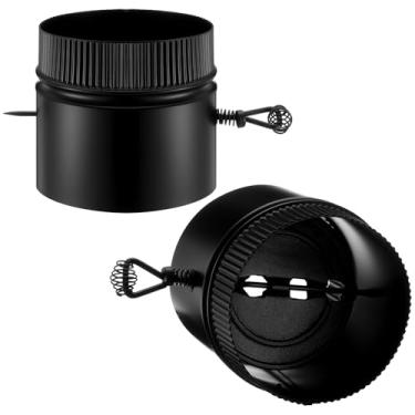 Imagem de Pelopy Kit de amortecedor de tubo de fogão de 15 cm com tubo de fogão de parede dupla de ferro fundido, amortecedor de aço inoxidável, adaptador de conexão superior para fogões, saída de combustão