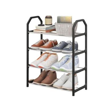 Imagem de Sapateira Organizadora 4 Andares DesmontáVel - Multiuso Para Sapatos E Objetos, FáCil De Guardar E Transportar(OI-0010-PRETO,KIT-2)