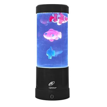Imagem de Lightahead Mini lâmpada LED redonda para peixes, efeitos de luz que mudam de cor, um aquário sintético sensorial, lâmpada de humor de 23 cm de altura.