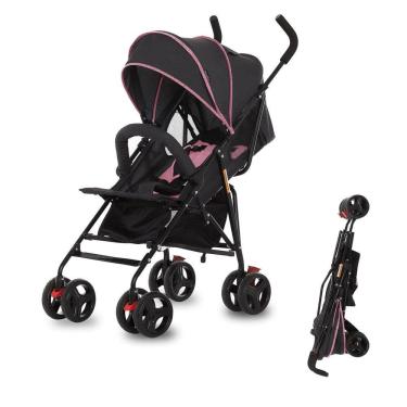 Imagem de Carrinho de Bebê Dream On Me Vista Moonwalk em Rosa e Preto, Leve e Compacto, Reclináve...