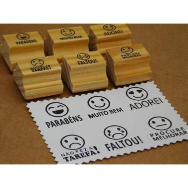 Imagem de Carimbo Pedagógico com Emojis e Mensagens Motivacionais em Português -