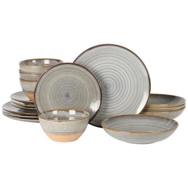Imagem de Aparelho de Jantar com 16 Peças em Cerâmica Faiança Reativa, Gibson Dreamweaver, Cinza