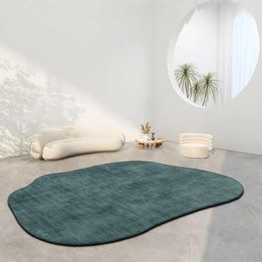 Imagem de Tapetes ovais para sala de estar, quarto infantil, tapete macio e fofo de cabeceira, tapetes curtos e felpudos para áreas grandes (60 x 90 cm) / TS033-Flannel-4)