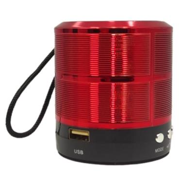 Imagem de Mini Caixa De Som Portátil Speaker Bluetooth | Multifunções: Rádio FM, USB e Cartão SD | Bateria Recarregável | Ultra Compacta (vermelho)