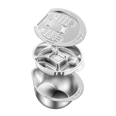 Imagem de SiaBiced Coador de Cozinha 3 em 1 de aço Inoxidável com Tampa E Ralador, Durável para Processamento Rápido de Vegetais E Fácil de Limpar. Recipiente para, aÇo InoxidÁvel 304, Tamanho real