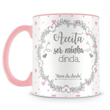 Imagem de Caneca Dinda Rosa Personalizada com Foto e Nome - Ideal para Batizado 