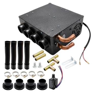 Imagem de Saihisday Aquecedor de carro de 12 V com 4 saídas de ar pretas, aquecedor auxiliar portátil, adequado para caminhões, vans, escavadeiras, colheitadeiras