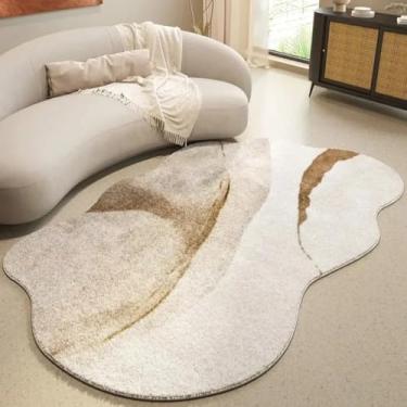 Imagem de Tapete grande para sala de estar, bege simples, espesso, para cabeceira de cama, para área de lazer e vestiário (140 x 200 cm (55 x 78 polegadas) / SY2969-YD-A)