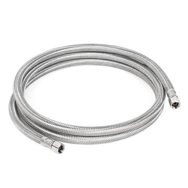 Imagem de KAINGA Linha de água de geladeira de 1,2 m, linha de água trançada de aço inoxidável de compressão de 6 cm, linha de água de geladeira para geladeira, mangueira de água para máquina de gelo