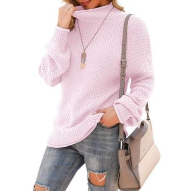 Imagem de Suéter feminino Jouica de inverno com gola alta e manga em forma de as