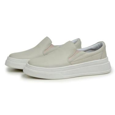 Imagem de Tênis Masculino Slip On Até 46 Couro Avalon Kane em Couro Off White, 4