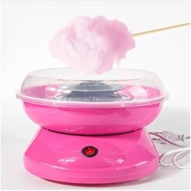 Imagem de Máquina de Algodão Doce Elétrica Portátil 110V – Mini Maker Compacta com Ventosas, 500W, Fácil de Usar e Perfeita para Festas e Crianças (Rosa)