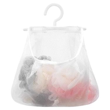 Imagem de Zerodeko Saco de lavanderia de malha suspenso, bolsa de armazenamento multifuncional para prendedor de roupa, bolsa de malha respirável para banheiro, cozinha, quarto, branco, 34 x 26 cm