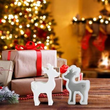 Imagem de 1 peça de suporte de vela de aromaterapia de veado para decoração de Natal, molde de silicone, pingente de castiçal de veado, molde de gotejamento de gesso (trompete)
