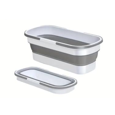 Imagem de Balde Retratil Flexível Retangular 13L Silicone Multiuso com 4 Rodinha(Balde Dobravel,2 Peças)