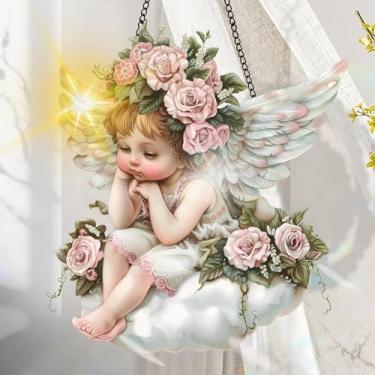 Imagem de Apanhador solar de acrílico colorido, decoração de janela suspensa de Cristo com design de vitral impresso, apanhador de sol, arte de parede de arco-íris, enfeites de Natal, uso interno e externo