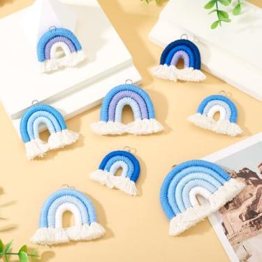 Imagem de Pingentes de tecido arco-íris 8 peças, enfeites de nuvem meteorológica, berloques, acessórios de estilo havaiano para pulseiras, colares, joias, suprimentos de artesanato, acessórios