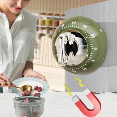 Imagem de 1 peça temporizador magnético de cozinha, temporizador digital, contagem regressiva, despertador, mecânico, cozinha, chuveiro, 7,6 x 6,5 cm (verde)