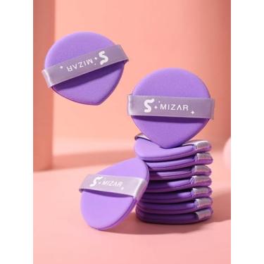 Imagem de 10 peças de base de almofada de ar em pó para maquiagem molhada e seca, ferramenta de maquiagem com pincel de maquiagem de base, pele mista, maquiagem facial, reutilizável, lavável (roxo)