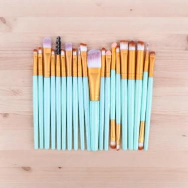 Imagem de Conjunto de pincéis de maquiagem profissional de 20 peças, pincel de maquiagem para delineador de sombra, verde