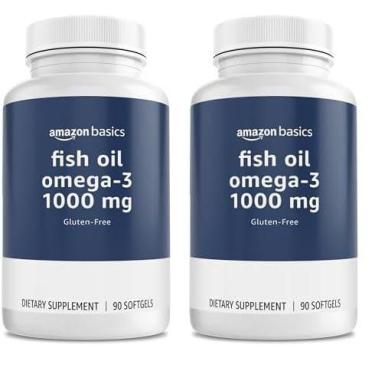 Imagem de Suplemento Amazon Basics Óleo de peixe ômega-3 1000 mg 90 cápsulas gel