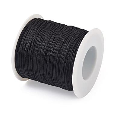 Imagem de 100 jardas/rolo 0,8 mm fios trançados de nylon preto chinês cordão para joias cordas de miçangas para artesanato faça você mesmo Kumihimo pulseiras de macramê para fabricação de suprimentos