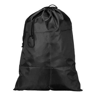 Imagem de Bolsa de cordão para armazenamento de roupas, 42 cm de altura, cobertores de roupas, sacos organizadores de cordões duplos para acampamento, viagem, preto