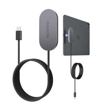 Imagem de LULULOOK Cabo carregador magnético sem fio para iPad Pro de 11 polegadas M4/M5, carregador de liga de alumínio de 35 W para iPad Pro de 11 polegadas M5 com cabo USB-C de 2 metros