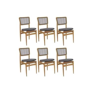Imagem de Cadeira Sala De Jantar Stela 1cmm013ca Premium Madeira Maciça Kit 6 Un Carvalho-boucle Bege Fendi-tela Bege - Kappesberg