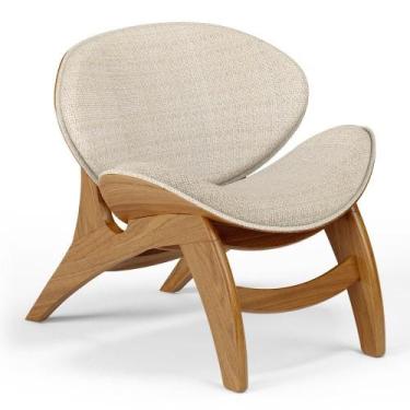 Imagem de Poltrona Decorativa Orgânica Sala Living Kadosh L02 Linho Palha - Lyam