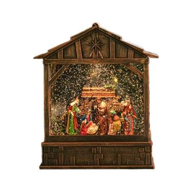 Imagem de KiBcsLic Globo de Neve Natalino como Centro de Mesa Iluminado, Decoração de Natal para Sala de Estar, Escrivaninha, Casa, Quarto e Prateleira, Casa de Oito