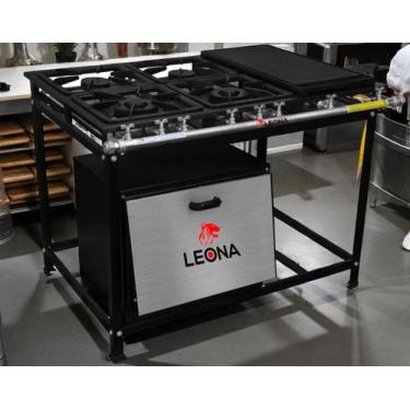 Imagem de Fogão Industrial 4 Bocas com Chapa 30x30 P7 com Forno Leona - Mr Fogõe