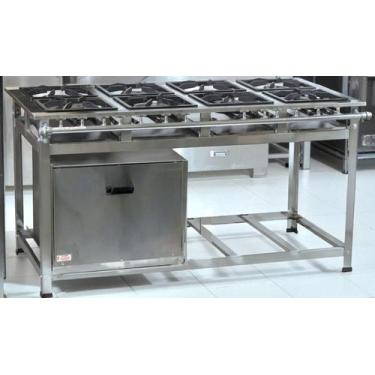 Imagem de Fogão Industrial 8 Bocas QD P8 em Aço Inox com Forno Leona - Mr Fogões