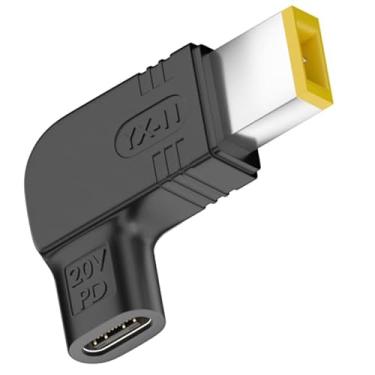 Imagem de Adaptador USB C para CC de 100 W, plugue retangular PD USB C fêmea para ThinkPad DC 20V macho, adaptador PD tipo USB C para plugue retangular feito para Lenovo ThinkPad Laptop Series