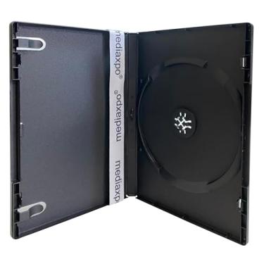 Imagem de Mediaxpo Capas de DVD de filme único preto padrão de 14 mm - capa transparente - clipes convenientes - valor excepcional (pacote com 10)