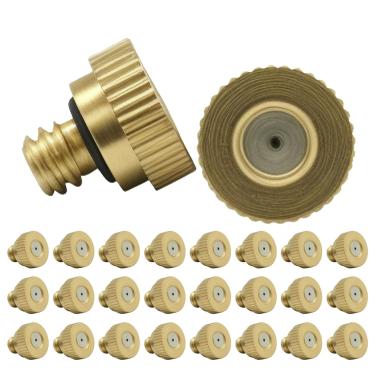 Imagem de Cionyce 24 peças de bicos de bruma de latão de 0,8 mm, orifício 10/24 UNC rosca para sistema de resfriamento externo, substituição de cabeças de pátio de controle de poeira bomba de alta pressão com