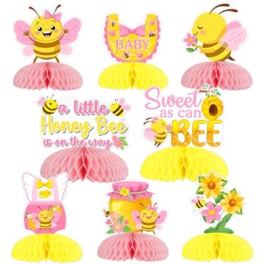 Imagem de Jollyboom Sweet As Can Bee Baby Shower Decorations, 8pcs Baby Shower Table Honeycomb Centerpiece for Girl a Little Honey Bee Is On The Way Pink Gender Reveal Party