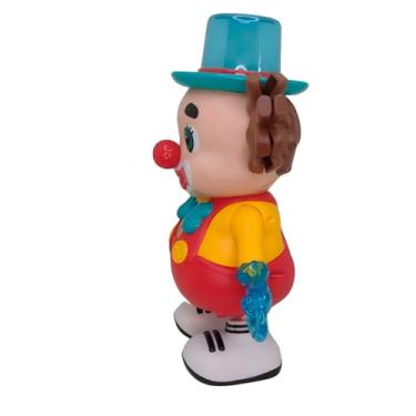 Imagem de Palhaço Dançarino com Luzes LED e Sons, Plástico, 23,2 cm de Altura, Alimentado por 3 Pilhas AA, Brinquedo Infantil Musical Colorido