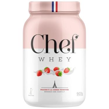 Imagem de Whey Protein Zero Lactose Cheff Whey 907g Sabor Morango com Chantilly