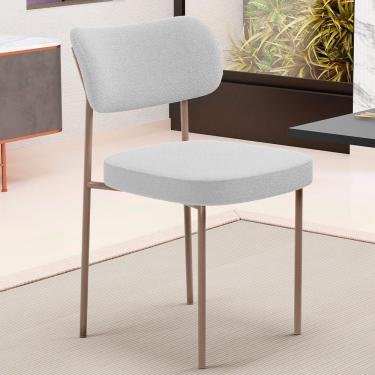 Imagem de Kit 02 Cadeiras Para Sala De Jantar Melina Base Arena L02 Bouclê Cinza - Lyam Decor